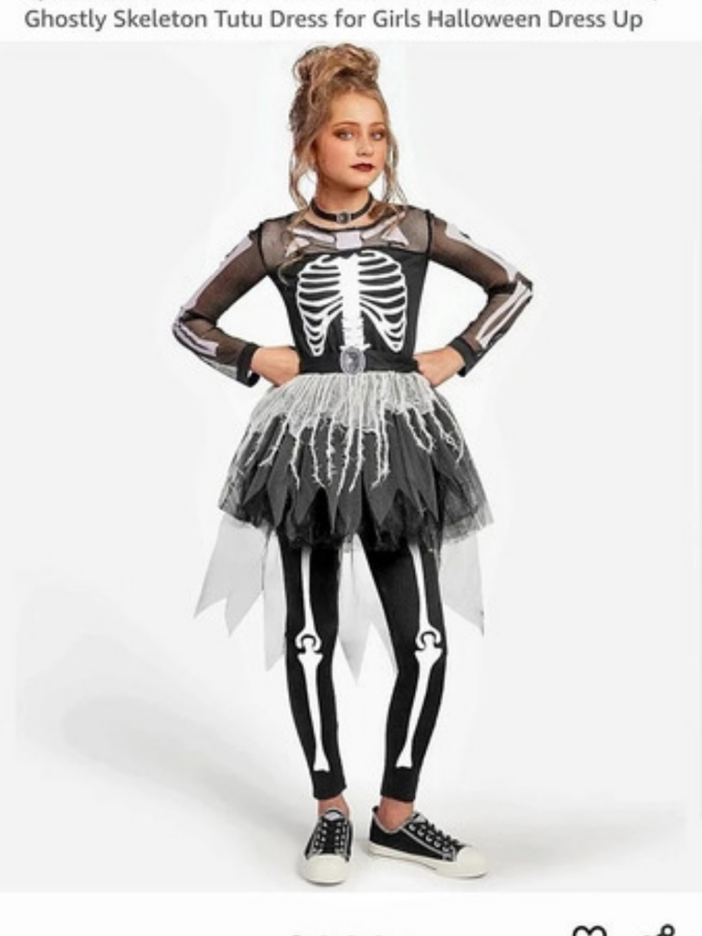 Spooktacular Creations Halloween Girls Skeleton Costume, Ghostly Skeleton Tutu